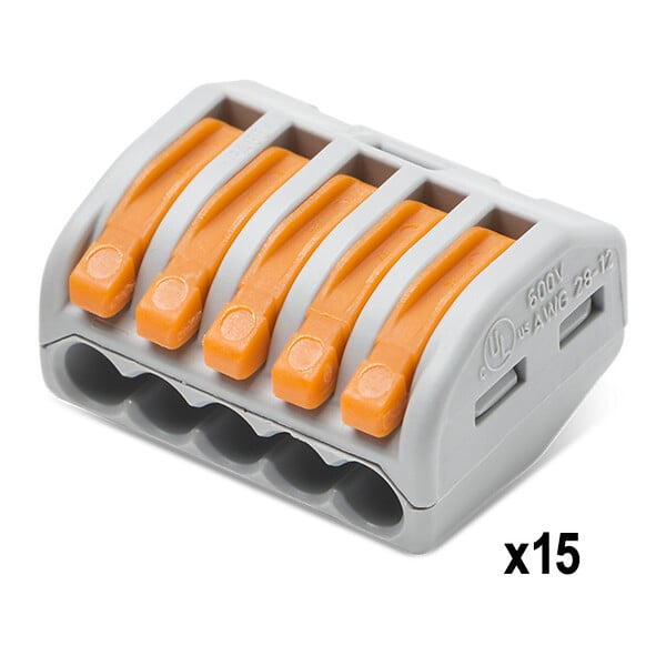 WAGO - WAGO Sachet de 15 bornes de connexion automatique 5 entrées S222 - large