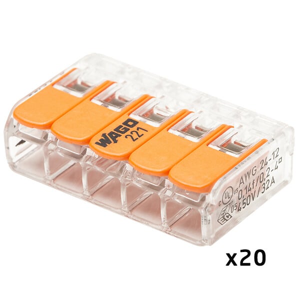 WAGO - Pot de 100 bornes de connexion automatique S221 2,3 et 5 entrées - large