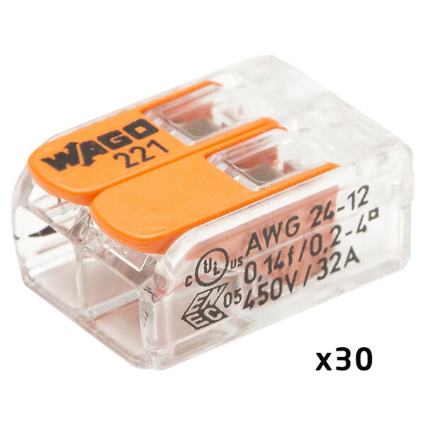 WAGO - Pot de 100 bornes de connexion automatique S221 2,3 et 5 entrées - large