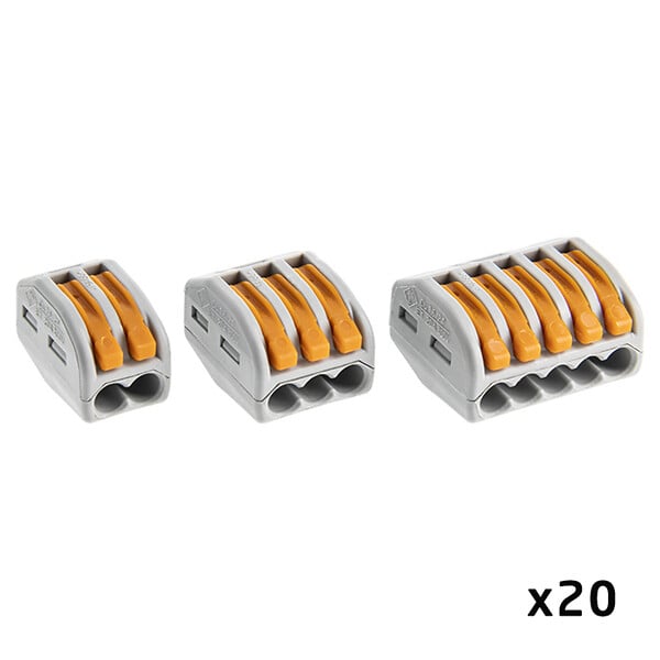 WAGO - WAGO Sachet de 20 bornes 2, 3 et 5 entrées S222 pour connexions électriques fiables et rapides - large