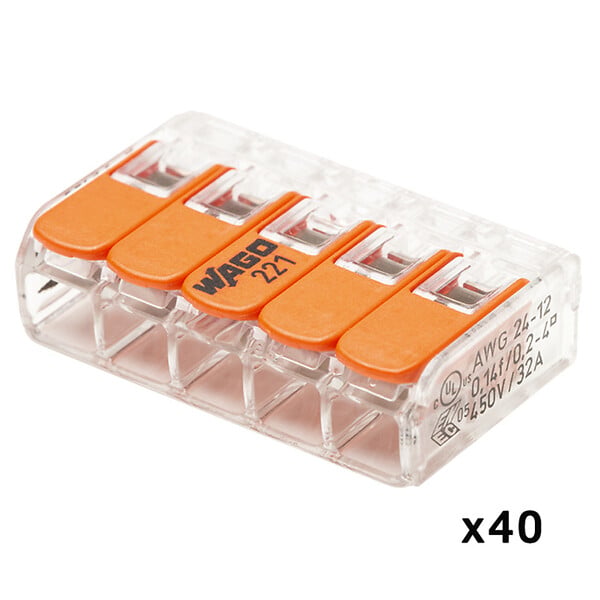 WAGO - Seau de 200 bornes de connexion automatique S221 2,3 et 5 entrées - large