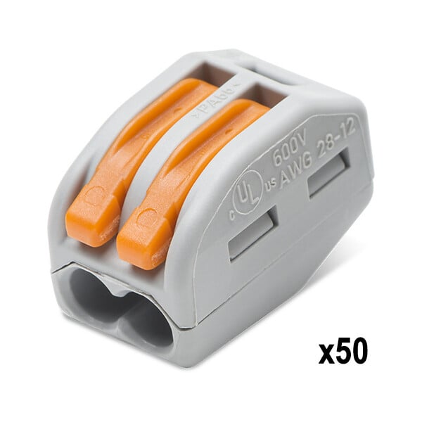 WAGO - WAGO 50x Connecteurs rapides S222 2 entrées pour connexion automatique, lot de 50 unités - large