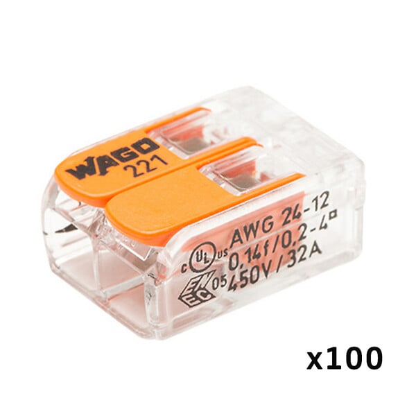 WAGO - Bornes de connexion automatique S221 2 entrées par 100 - large