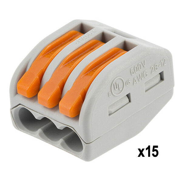 WAGO - WAGO Sachet de 15 bornes de connexion automatique 3 entrées S222 - large