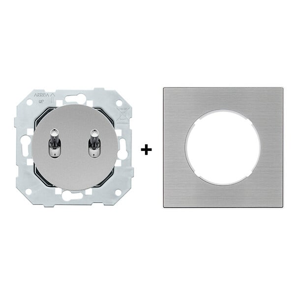 FONTINI - FONTINI Double va-et-vient ALU avec manette chrome DOM et plaque simple métallisée gris - large