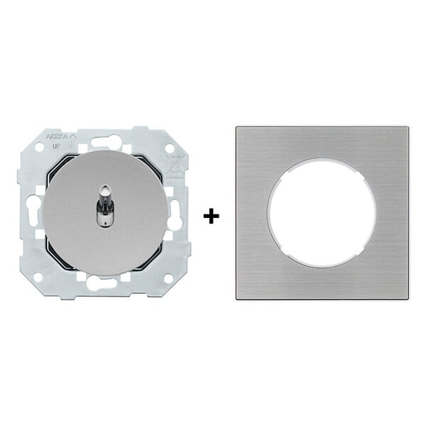 FONTINI - FONTINI Bouton poussoir ALU avec manette chrome DOM et plaque simple métallisée gris - large
