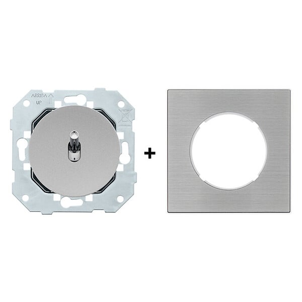FONTINI - FONTINI Va-et-vient ALU avec manette chrome DOM et plaque simple métallisée gris - large