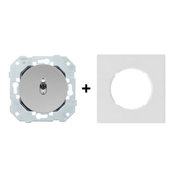 FONTINI - FONTINI Va et vient ALU - manette chrome DOM + plaque simple blanc - large