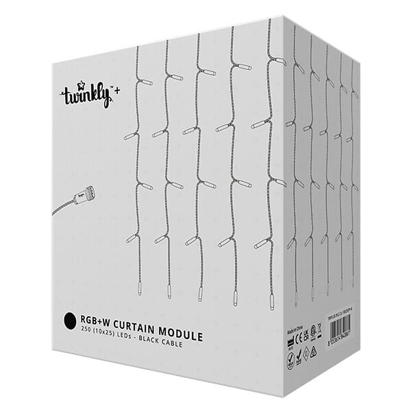 TWINKLY - Rideau Lumineux Connecté 1x2m IP65 - Fil Noir | Étanche et pour l'Extérieur - large