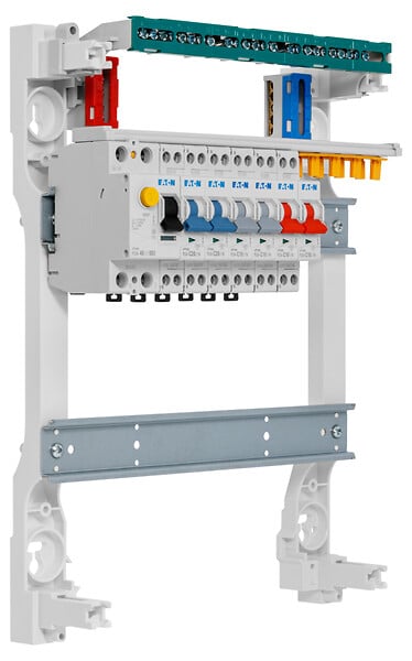 EATON CAPRI - Tableau 2 rangées pré-équipé 1 inter. diff. 40A type AC + 6 disjoncteurs - large