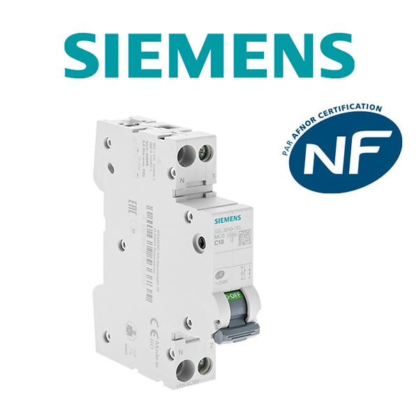 SIEMENS - SIEMENS Disjoncteur 10A Ph+N courbe C 4.5kA 230V - large