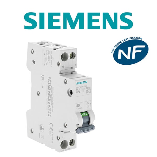 SIEMENS - SIEMENS Disjoncteur 20A Ph+N courbe C 4.5kA 230V - large