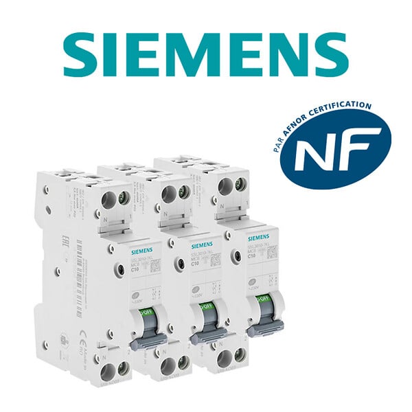 SIEMENS - SIEMENS LOT 3 disjoncteurs modulaire 230V, 4,5kA, 1+N POLES, COURBE C, 10A - large