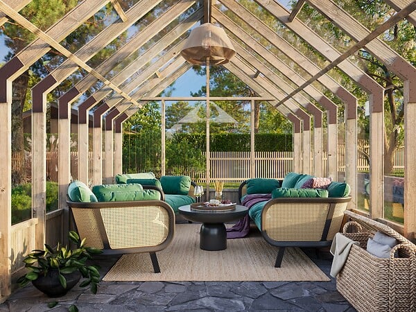 PALMAKO - Serre de jardin Emilia en bois - Gris - 13,8m² - large