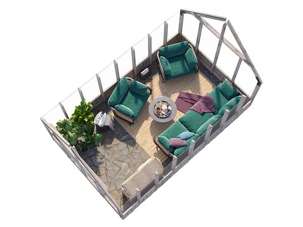 PALMAKO - Serre de jardin Emilia en bois - Gris - 13,8m² - large
