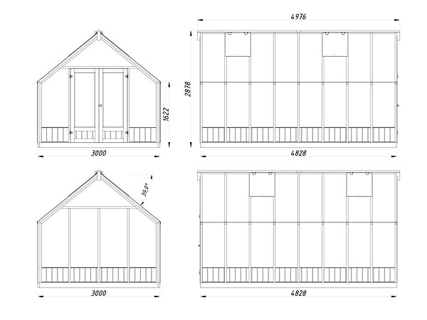 PALMAKO - Serre de jardin Emilia en bois - Gris - 13,8m² - large
