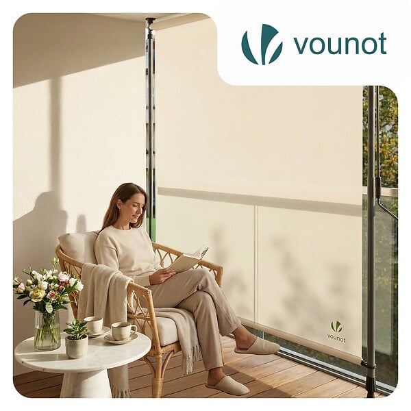 VOUNOT - Store vertical sans percage extensible exterieur 100x310cm polyester beige - large