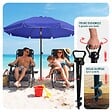 VOUNOT - Parasol de jardin 2m avec ancrage sol et sac de transport Bleu - vignette