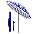 VOUNOT - Parasol de jardin 2m avec ancrage sol et sac de transport Bleu blanc - vignette