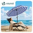 VOUNOT - Parasol de jardin 2m avec ancrage sol et sac de transport Bleu blanc - vignette