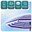 VOUNOT - Parasol de jardin 2m avec ancrage sol et sac de transport Bleu blanc - vignette