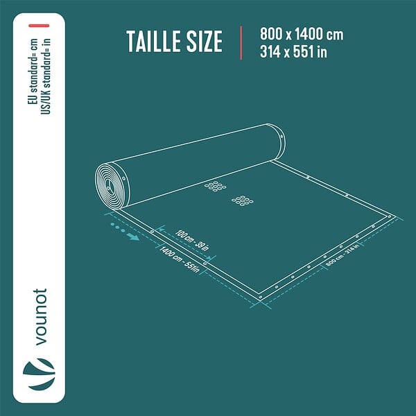 VOUNOT - Bache piscine rectangulaire en Polyethylene 160 gr/m2 8x14m Bleue foncé - large