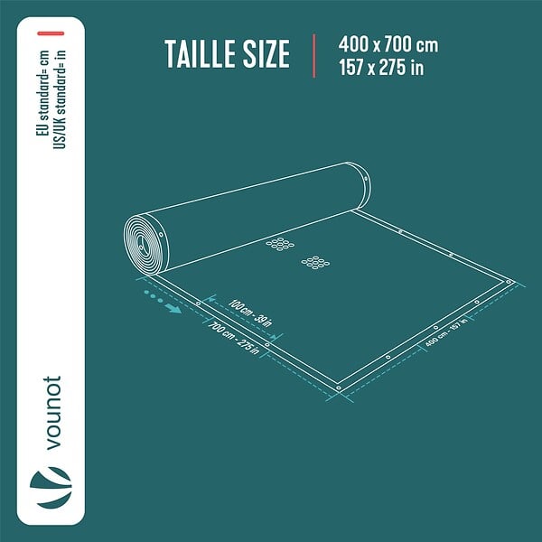 VOUNOT - Bache piscine rectangulaire en Polyethylene 160 gr/m2 4x7m Bleue foncé - large
