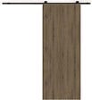GD MENUISERIES - Porte Coulissante Décor Noyer Light Walnut H204 x L83 cm, Rail roulettes - vignette