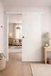 GD MENUISERIES - Porte Coulissante Blanc Pur Lacdor  H204 x L73 cm, Rail alu Bandeau Blanc, coquilles - vignette