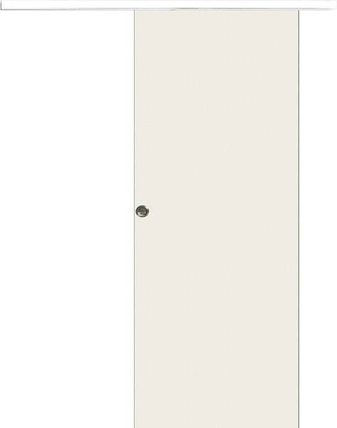 GD MENUISERIES - Porte Coulissante Blanc Pur Lacdor  H204 x L73 cm, Rail alu Bandeau Blanc, coquilles - large