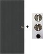 GD MENUISERIES - Porte Coulissante Effet Chêne Anthracite Grey Oak H204 x L73 cm, coquilles, tire doigt - vignette