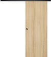 GD MENUISERIES - Porte Coulissante Décor Chêne Naturel Honey Oak  H204 x L73 cm, Rail alu Bandeau noir, coquilles - vignette