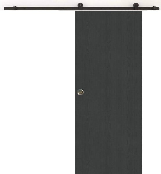 GD MENUISERIES - Porte Coulissante Effet Chêne Anthracite Grey Oak H204 x L93 cm, Rail Roulettes, Coquilles - large