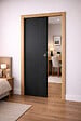 GD MENUISERIES - Porte Coulissante Effet Chêne Anthracite Grey Oak H204 x L73 cm, Galandage, kit finition (coquille et tire doigt) - vignette