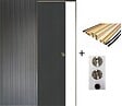 GD MENUISERIES - Porte Coulissante Effet Chêne Anthracite Grey Oak H204 x L73 cm, Galandage, kit finition (coquille et tire doigt) - vignette