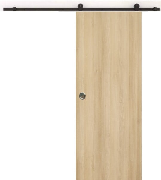 GD MENUISERIES - Porte Coulissante Décor Chêne Naturel Honey Oak  H204 x L93 cm, Rail Roulettes, Coquilles - large