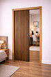 GD MENUISERIES - Porte Coulissante Décor Noyer Light Walnut H204 x L93 cm, Galandage, kit finition (coquille et tire doigt) - vignette