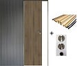GD MENUISERIES - Porte Coulissante Décor Noyer Light Walnut H204 x L93 cm, Galandage, kit finition (coquille et tire doigt) - vignette