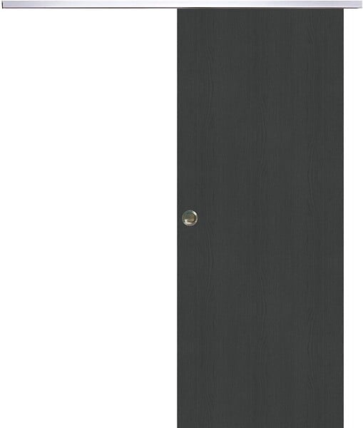 GD MENUISERIES - Porte Coulissante Effet Chêne Anthracite Grey Oak H204 x L73 cm, Rail Alu, coquilles - large