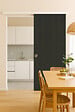 GD MENUISERIES - Porte Coulissante Effet Chêne Anthracite Grey Oak H204 x L73 cm, Rail alu Bandeau Blanc, Coquilles - vignette