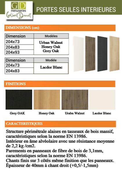 GD MENUISERIES - Porte Coulissante Décor Chêne Naturel Honey Oak  H204 x L93 cm - large