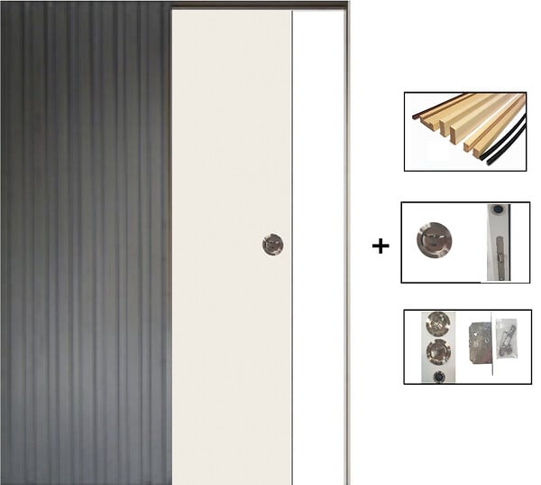GD MENUISERIES - Porte Coulissante Blanc Pur Lacdor  H204 x L83 cm,Galandage, kit finition - large