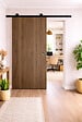 GD MENUISERIES - Porte Coulissante Décor Noyer Light Walnut H204 x L73 cm, Rail Roulettes, Coquilles - vignette