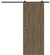 GD MENUISERIES - Porte Coulissante Décor Noyer Light Walnut H204 x L73 cm, Rail Roulettes, Coquilles - vignette