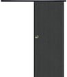 GD MENUISERIES - Porte Coulissante Effet Chêne Anthracite Grey Oak H204 x L73 cm, Rail alu Bandeau noir, coquilles - vignette