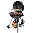 INTEC - Barbecue à Charbon de Bois Ø54cm Double Grille Cuisson & Couvercle Thermostat Bac à cendres, Barbecue sur roues avec rangement - vignette