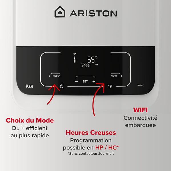 ARISTON - Ariston NUOS S2 PLUS WIFI 200L – Chauffe-eau Thermodynamique Gainable A+, R290, Cuve Titane, Made in France - large