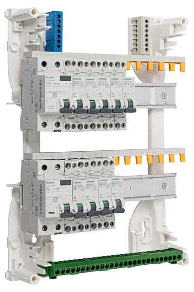 SIEMENS - SIEMENS Tableau 2 rangées pré-équipé 1 interdiff 63A + 1 interdiff 40A + 9 disjoncteurs - large