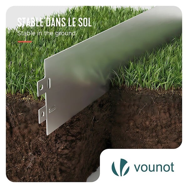 VOUNOT - Lot de 5 Bordure de jardin en métal galvanisé flexible 100x18cm - large