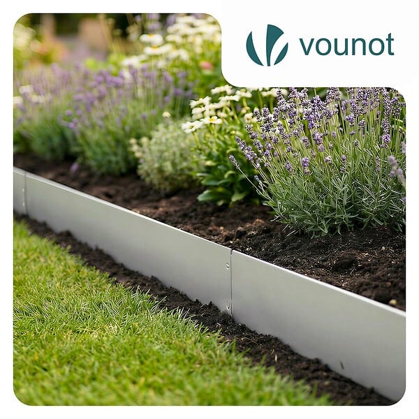 VOUNOT - Lot de 25 Bordure de jardin en métal galvanisé flexible 100x18cm - large